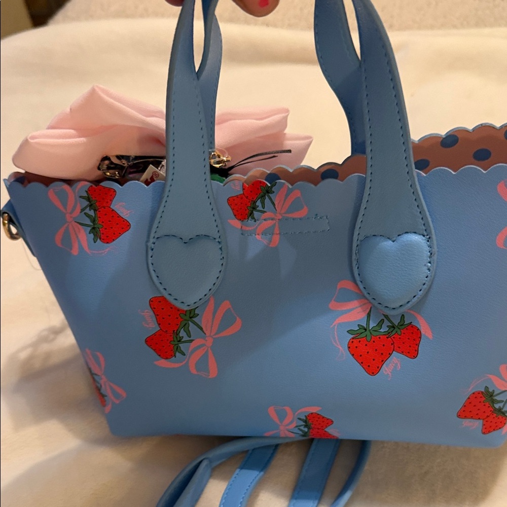 Blue Strawberry Embellished Women's Bag - Picture 5 of 10
